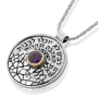 Sterling Silver Circle of Love Necklace with Amethyst Stone (Song of Songs 8:7) - 2
