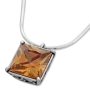  Sterling Silver Faceted Zircon Square Necklace - 1