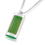 Sterling Silver & Green Acrylic Shema Yisrael Microfilm Necklace - 2