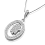 Sterling Silver Hamsa with Cubic Zirconia Necklace - 1