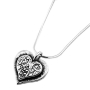  Sterling Silver Heart Necklace - Foliate - 1
