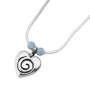  Sterling Silver Heart Swirl Necklace with Opals - 1