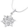Sterling Silver Multi-Layered Star of David and Chai Necklace - 1