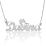 Sterling Silver Name Necklace in English with Cupid - 1