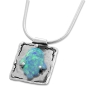  Sterling Silver Necklace   Opal Hamsa - 1
