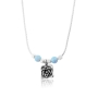 Sterling Silver Necklace Star of David Square - Opal Stones - 2