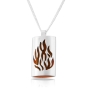 Sterling Silver & Orange Flame Acrylic Microfilm Necklace - 2