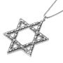 Extra Large Stylish Sterling Silver Diamond-Patterend Star of David Necklace - 2