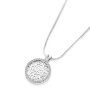 Sterling Silver Shema Yisrael Circle Necklace with Cubic Zirconia Diamonds - 1