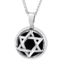 Sterling Silver Star of David with Onyx Gemstone Necklace - 1