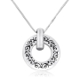 Sterling Silver Wheel Necklace with Enameled Foliate Pattern - 1