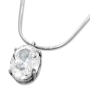  Sterling Silver Zircon Oval Necklace - 1