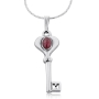 Sterling Silver and Garnet Stone Key Necklace - 2
