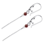 Sterling Silver and Garnet Square Earrings - Star of David - 2