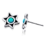 Sterling Silver and Opal Star of David Stud Earrings  - 1