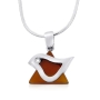 Star of David Dove: Silver Necklace with Carnelian Stone and Cubic Zirconia Diamond - 2