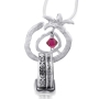 Sterling Silver with Garnet Pomegranate Pendant - 1