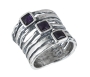  Three Squares Amethyst Sterling Silver Ring - 1