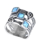  Three Squares and Spiral Opal Sterling Silver Ring - 1