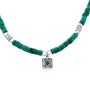 Traveler's Prayer: Silver and Turquoise Stones Star of David Necklace - 1
