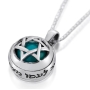 925 Sterling Silver and Turquoise Stone Star of David Necklace - 1