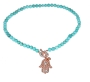  Turquoise and Gold Plated Hamsa Necklace with Swarovski Stones - 1