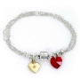 Two Hearts: Silver Gold & Diamond Bracelet with Swarovski Stone - 3