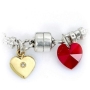 Two Hearts: Silver Gold & Diamond Bracelet with Swarovski Stone - 1