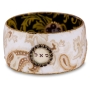 Wealth: Iris Design Hand Painted Bangle with Czech Stones - 1