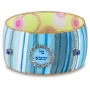 Woman of Valor: Iris Design Hand Painted Bangle with Czech Stones (Blue) - 1