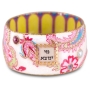 Woman of Valor: Iris Design Hand Painted Bangle with Czech Stones (Pink Flowers) - 1