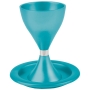 Yair Emanuel Anodized Aluminum Kiddush Goblet with Saucer - Turquoise - 1