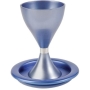 Yair Emanuel Anodized Aluminum Kiddush Goblet with Saucer - Blue - 1