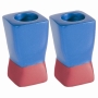 Yair Emanuel Anodized Aluminum Square Candlesticks - Blue and Pink - 1