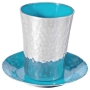 Yair Emanuel Textured Nickel Kiddush Cup with Saucer - Variety of Colors - 3