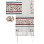 Yair Emanuel Birds and Flowers Full Embroidered Raw Silk Women's Tallit (Multicolored) - 1