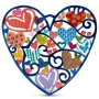 Yair Emanuel Hand Painted Heart Wall Hanging - Many Hearts - 1