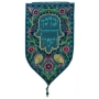  Yair Emanuel Large Shield Tapestry - Priestly Blessing Hamsa - Turquoise - 1