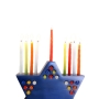  Yair Emanuel Metal Star of David Menorah with 44 Candle Holders - Blue - 4