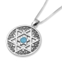 Sterling Silver Star of David Pendant with Opal Stone - 1
