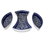 Armenian Ceramics Set of Serving Dishes in Frame - Blue Flowers (Round) - 2
