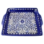  Serving Matzah Tray - Blue and White Floral Circles. Armenian Ceramic - 1