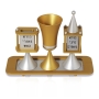 Nadav Art Anodized Aluminum Modern Squared Havdalah Set (Gold) - 1
