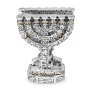 Silver-Plated Menorah Napkin Holder with Golden Highlights - 2