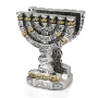 Silver-Plated Menorah Napkin Holder with Golden Highlights - 1