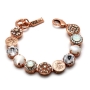 24K Rose Gold-Plated Ancient Coin Bracelet with Mother of Pearl and Crystals - 1