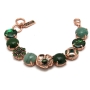 24K Rose Gold-Plated Floral Bracelet with Green Gemstones - 1