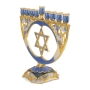 Star of David Blue Enamel Hanukkah Menorah with Rhinestones  - 3