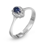 Anbinder 14K White Gold Teardrop Sapphire and Diamond Engagement Ring for Women - 1