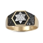 Anbinder Jewelry 14K Gold Star of David Black and White Diamond Ring with Black Enamel - 2